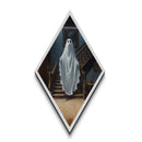 Haunted Victorian staircase ghost scene Canvas Art Print in gothic style with dark academia atmosphere and Diamond Shaped Art