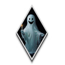 Cute Ghost Halloween Wall Art, Diamond Shaped Art, Canvas Embossed Print, Halloween Decor, Spooky Season Ghost Art, Dark Academia Art