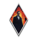 Gothic vampire noble in fiery cathedral Canvas Embossed Print with dark academia vibes and moody Diamond Shaped Art Halloween