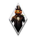Victorian pumpkin gentleman with carved jack-o-lantern head Canvas Embossed Print styled in gothic Diamond Shaped Art