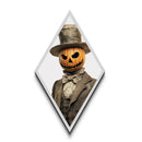 Rustic pumpkin man in aged top hat Canvas Art Print dressed in vintage Halloween fashion with eerie Diamond Shaped Art