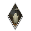Ghost in the Rain with Umbrella Halloween Diamond Shaped Art Dark Forest Canvas Art Print Gothic Cute Spooky Home Decor