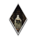 Ghost in Library Reading Surrounded by Tomes Diamond Shaped Art Canvas Embossed Print Gothic Halloween Dark Academia Wall Decor