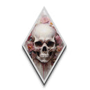 Goth Skull Bleeding Roses Diamond Shaped Art, Floral Macabre Canvas Art Print Blending Romantic Grunge and Halloween Aesthetic