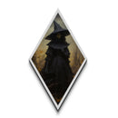 Gothic Witch in Forest Diamond Shaped Art Canvas Embossed Print Dark Academia Halloween Wall Decor Victorian Witchcore Aesthetic