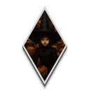 Spooky Girl in Pumpkins Diamond Shaped Art Canvas Art Print Halloween Witchcore Decor Gothic Dark Academia Autumn Wall Art