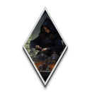 Victorian Witch Brewing Spells Diamond Shaped Art Halloween Decor Canvas Art Print in Dark Academia Gothic Style