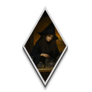 Dark Academia Witchcraft Scene Diamond Shaped Art with Glass Bottles and Spellcasting Canvas Art Print for Haunted Ambiance