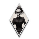 Grim Beauty Diamond Shaped Art Victorian Skeleton Lady Canvas Embossed Print Gothic Halloween Macabre Fine Art Wall Hanging