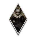Victorian Bat Portrait, Albino Bat Painting Print, Diamond Shaped Halloween Art