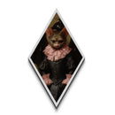 Cute Victorian Vampire Bat Portrait, Diamond Shaped Halloween Decor, Dark Academia Bat Painting Print