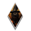 The Witch Cat With Her Jack O Lanterns, Canvas Textured Print, Dark Academia Halloween Art, Victorian Cat Oil Painting, Goth Halloween Decor