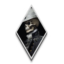 Side Profile Skull in Silver Trim Diamond Shaped Art Canvas Art Print Baroque Vampire Gothic Halloween Aesthetic Artwork