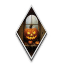 Spooky Halloween Jack O' Lantern Painting Print, Diamond Shaped Wall Art, Canvas Textured Art Print