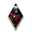 Skeleton Timekeeper in Red Uniform Diamond Shaped Art Canvas Art Print Steampunk Gothic Halloween Decor with Antique Flair