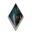 Melancholy Spirit at Arcade Machine Diamond Shaped Art Canvas Embossed Print Haunted Retro Halloween Moody Digital Decor