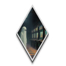 Vintage Ghost in Abandoned Arcade Diamond Shaped Art Canvas Art Print Halloween Gothic Vaporwave Spooky Gamer Aesthetic