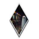 Arcade Ghost Lurking in Shadows Diamond Shaped Art Canvas Embossed Print Halloween Ghostcore Creepy Vaporwave Vibes