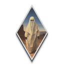 Ghost Walking the Desert Trail Diamond Shaped Art Canvas Embossed Print Halloween Paranormal Southwest Surreal Vintage Style