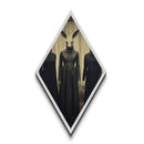 Long-faced creature with elongated ears and cloak captured in ghostly Diamond Shaped Art format as Victorian Canvas Embossed Print Halloween