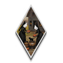 Witchy black-clad nuns with pumpkins and cats Diamond Shaped Art Canvas Art Print inspired by gothic Halloween and folk horror themes