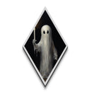 Spooky Ghost With Candle, Midcentury Modern Art, Canvas Embossed Art Print, Diamond Shaped Decor