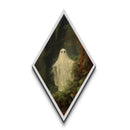 Cute Lil Ghost In The Haunted Forest, Framed Canvas Art Print, Spooky Dark Academia Oil Painting Print
