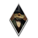 Dapper Victorian Lizard Portrait, Diamond Shaped Canvas Textured Art Print, Cute Halloween Animal Print, Halloween Wall Art