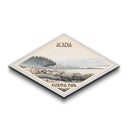 Retro Acadia National Park Travel Poster Canvas Texture Print, Travel Decor, Midcentury Modern Decor Maine Landscape
