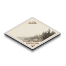 Acadia National Park Diamond Formed Travel Poster Canvas Artwork Print, Canvas Wall Art, Travel Gift, Maine Landscape