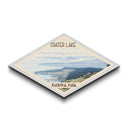 Retro Crater Lake National Park Travel Poster Canvas Texture Print, Travel Decor, Midcentury Modern Decor Oregon Landscape
