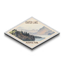 Crater Lake National Park Diamond Formed Travel Poster Canvas Art Print, Canvas Wall Art, Travel Gift, Oregon Landscape