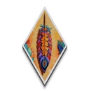 Colorful Tribal Feather Diamond Shaped Canvas Embossed Print, Boho Spirit Decor, Vibrant Ethnic Accent Native-Inspired Wall Art