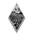 Black White Meadow Diamond Shaped Canvas Art Print, Monochrome Nature Photography, Wildflower Landscape Rustic Wall Decor