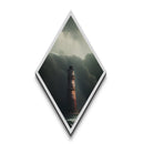 Tower Against Surge – Diamond Shaped Lighthouse Ocean Storm Canvas Textured Print, Nautical Coastal Wall Decor, Dark Dramatic Scene