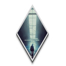 Abandoned Station Walk Diamond Shaped Urban Train Platform Canvas Art Print Post-Apocalyptic Interior Accent Hallway Moody Decor