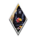 Jungle Guardian Stare Diamond Shaped Gorilla Holding Flowers Canvas Embossed Print Nature Wildlife Decor Office Eclectic Wall Art