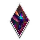 Hummingbird Radiance – Diamond Shaped Canvas Embossed Print with Neon Tropical Bird Art, Vibrant Floral Wildlife Home Wall Decor