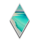 Crystal Lagoon Shore – Diamond Shaped Canvas Textured Print with Tropical Beach Scene, Aqua Blue Ocean Wall Decor, Island Vibes Art