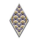 Lavender Deco Layers Diamond Shaped Canvas Textured Print, Art Nouveau Fan Motif, Pastel Pattern Geometric Wall Accent