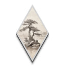 Funky Bonsai Tree Charcoal Sketch Canvas Art Print, Embossed Canvas Wall Art, Diamond Shaped Decor, Alternative Decor, Modern Art