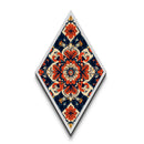 Floral Tile Harmony Diamond Shaped Canvas Art Print with bold folk pattern red navy decorative symmetry boho home accent Mediterranean decor