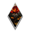 Stained Glass Rose Diamond Shaped Canvas Textured Print, Gothic Floral Wall Decor, Dramatic Botanical Art Nouveau Style