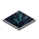 Nocturne Butterflies – Diamond Shaped Midnight Forest Insects Canvas Embossed Print with glowing wings, bioluminescent ambiance, deep tones