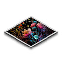 Midnight Florals Bloom – Diamond Shaped Canvas Art Print with watercolor bouquet, vivid dark florals, moody botanical modern floral wall art