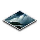 Stormy Highlands Skies Diamond Shaped Canvas Textured Print, dramatic clouds over mountains wall decor, moody nature landscape art