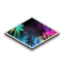 Neon Tropics Sky Diamond Shaped Canvas Embossed Print, Palm Tree Galaxy Art, Colorful Tropical Decor, Teen Room Wall Accent