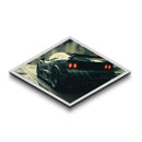 Diamond Shaped Night Drive – Canvas Art Print with Black Sports Car Motion Scene, Sleek Auto Wall Art, Futuristic Garage Decor
