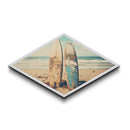 Vintage Surf Duo Diamond Shaped coastal surfboard wall art Canvas Embossed Print beach house rustic vibe nostalgic surfing aesthetic