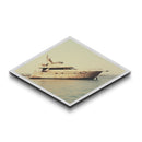 Weathered Yacht Still Diamond Shaped nautical boat scene Canvas Textured Print marina-inspired sea lover gift modern living decor
